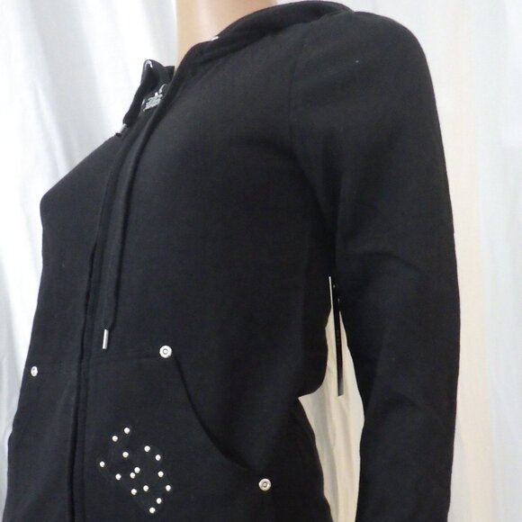 NWT BCBG sz SM MED LG XL BLK ON BLK APPLIQUE 100% COTTON 2 PIECE TRACKSUIT - Picture 14 of 16